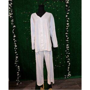 Victoria's Secret Blue & White Heart & Floral Two Piece Pajama Set, Size M, NWT!